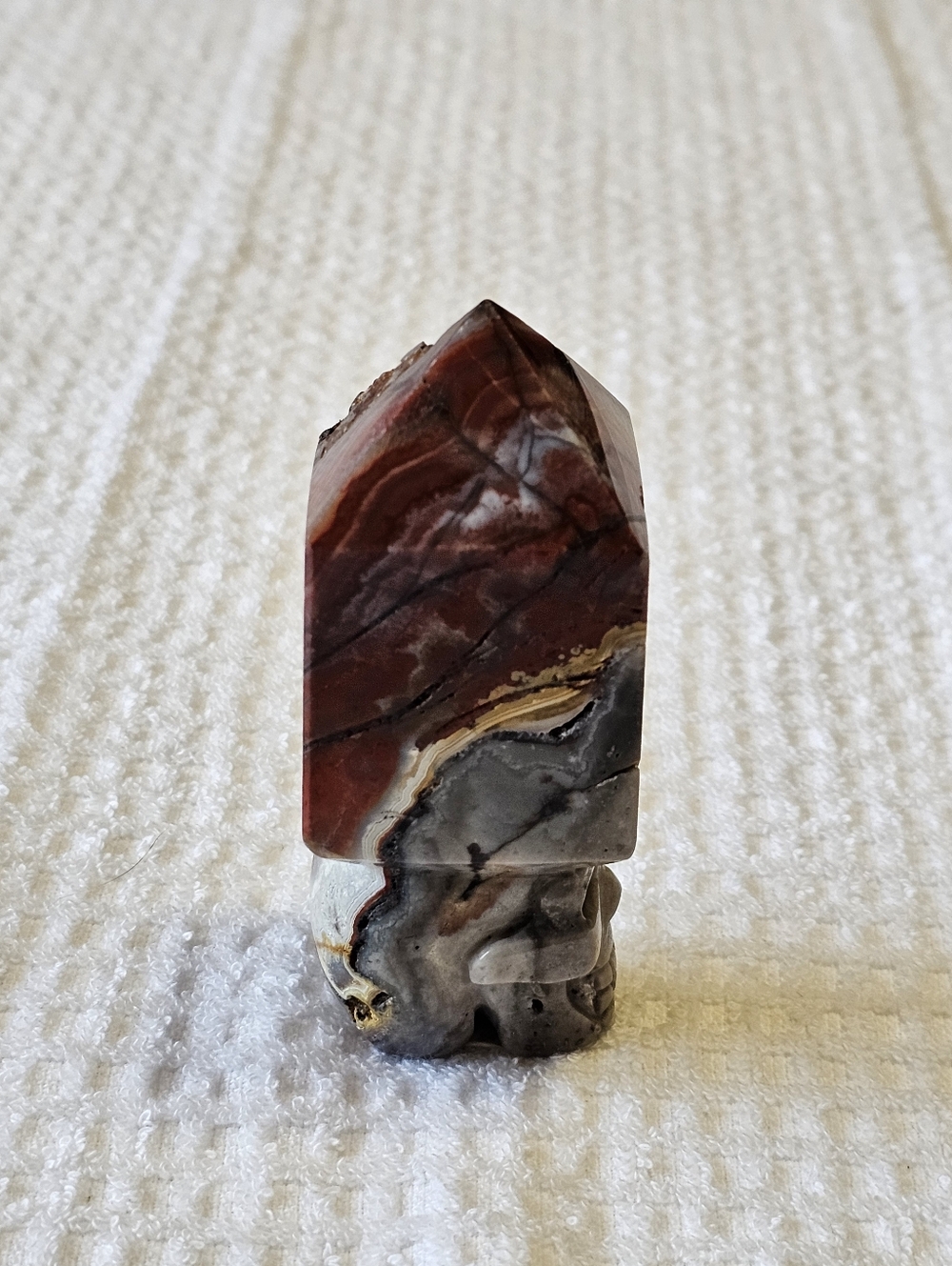 Natural Mexican Lace Agate Crystal Skull Tower - Picture 4 of 12